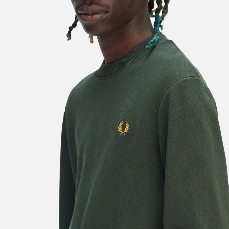 Fred Perry Crew Neck Sweatshirt in Court Green 