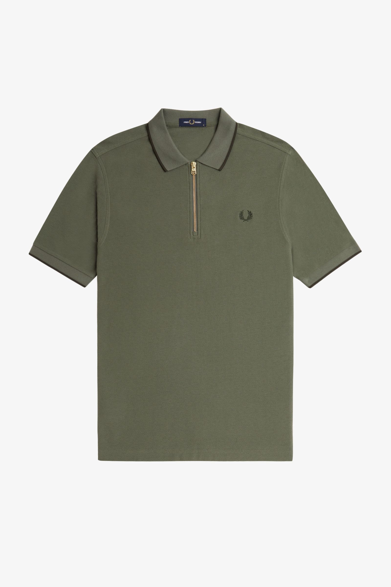 Fred Perry Crepe Piqué Zip Neck Polo Shirt Laurel / Wreath Green