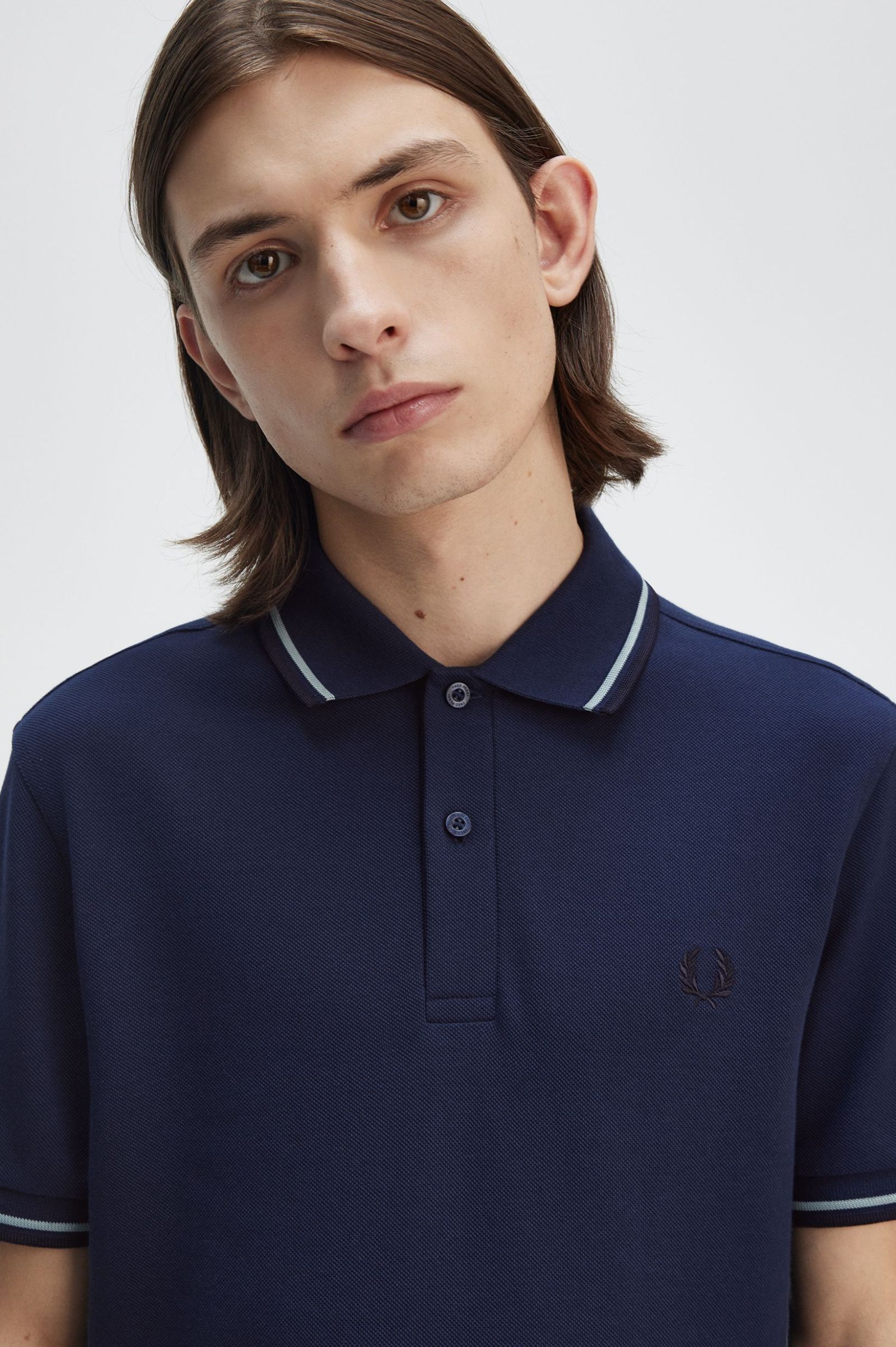 Fred Perry Twin Tipped Shirt in Tennis Blue/Silver Blue/Navy