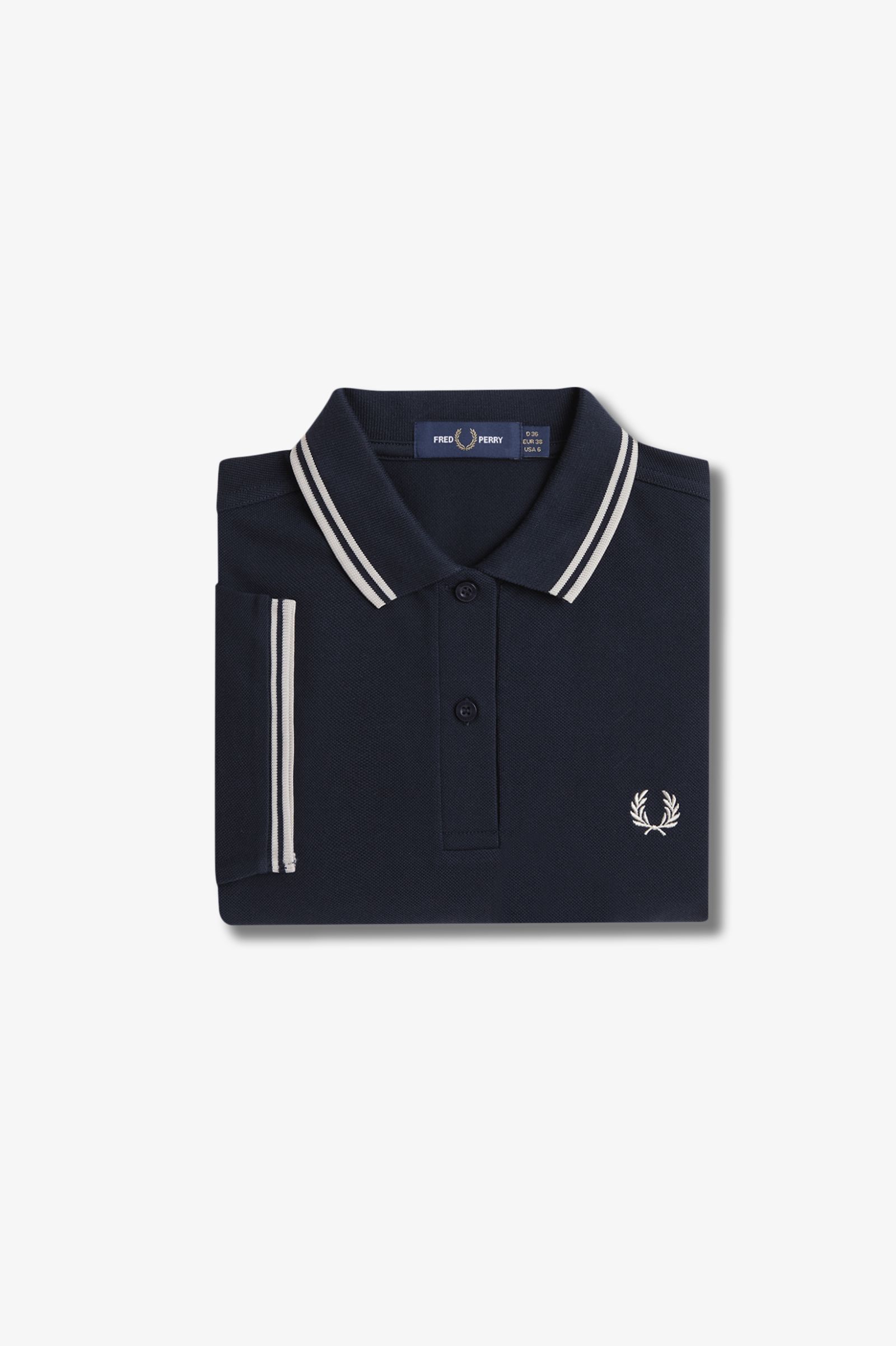 Fred Perry Twin Tipped Shirt in Navy/Oatmeal