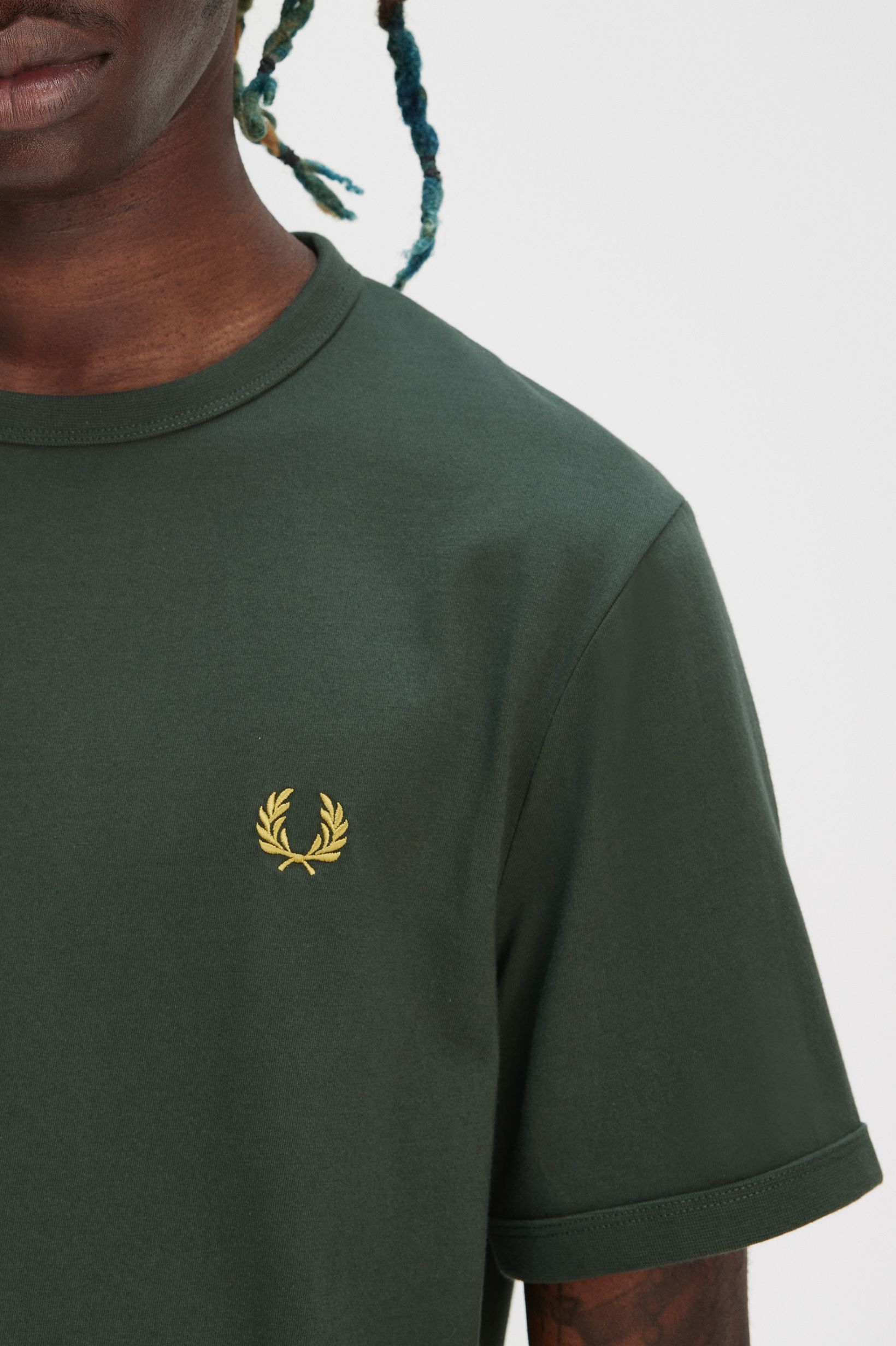 Fred Perry Ringer T-Shirt in Court Green 