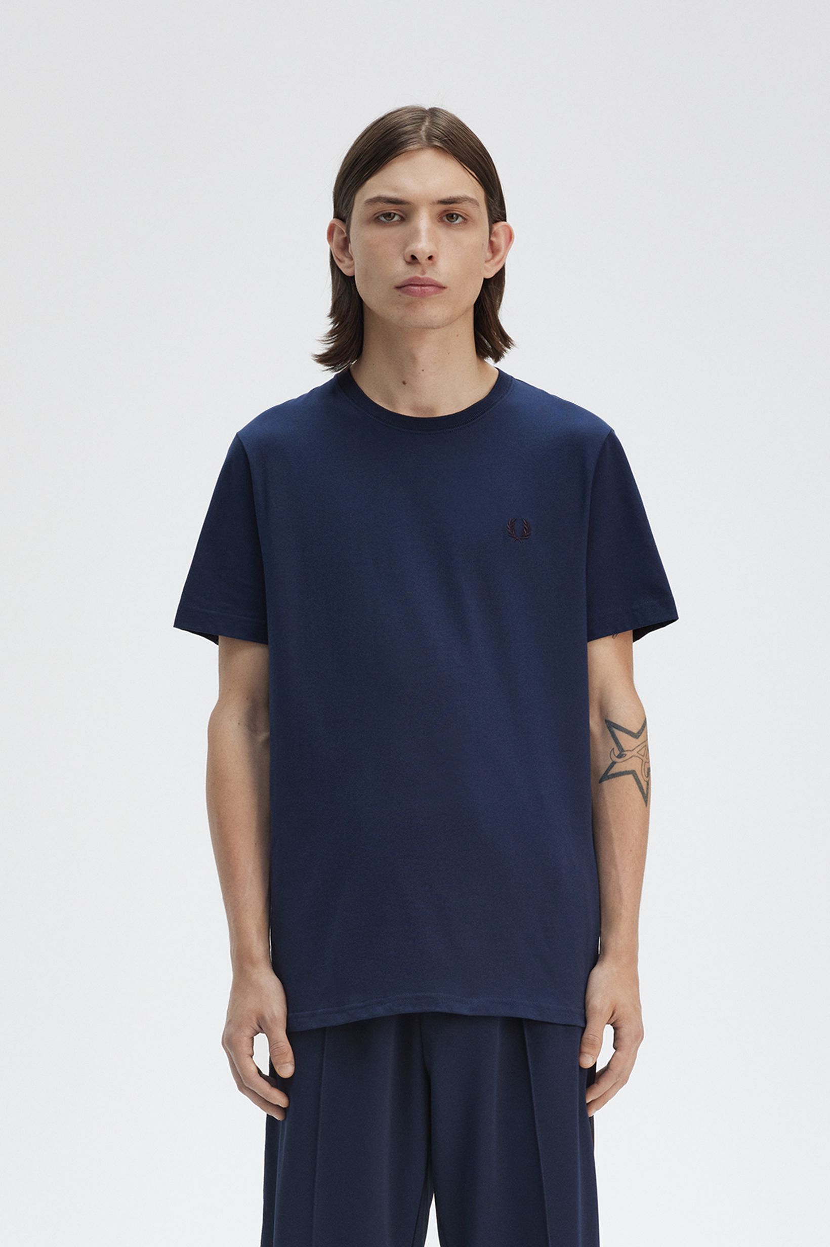 Fred Perry Crew Neck T-Shirt in Tennis Blue