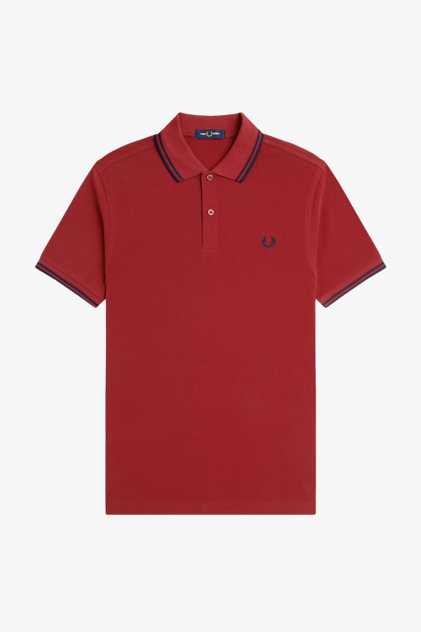 Fred Perry Twin Tipped Shirt in Burnt Red/Navy