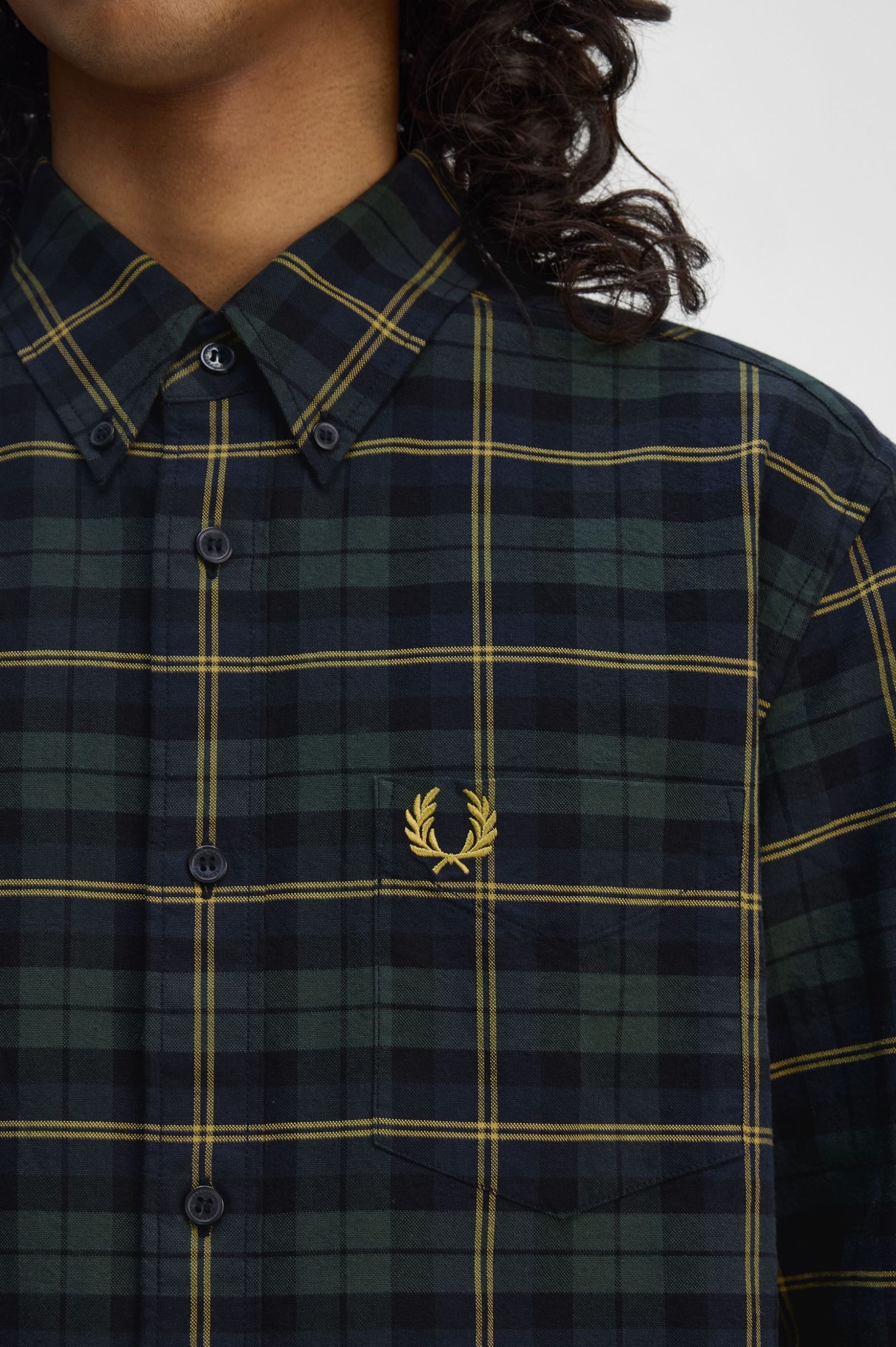 Fred Perry Oxford Tartan Shirt in Navy 