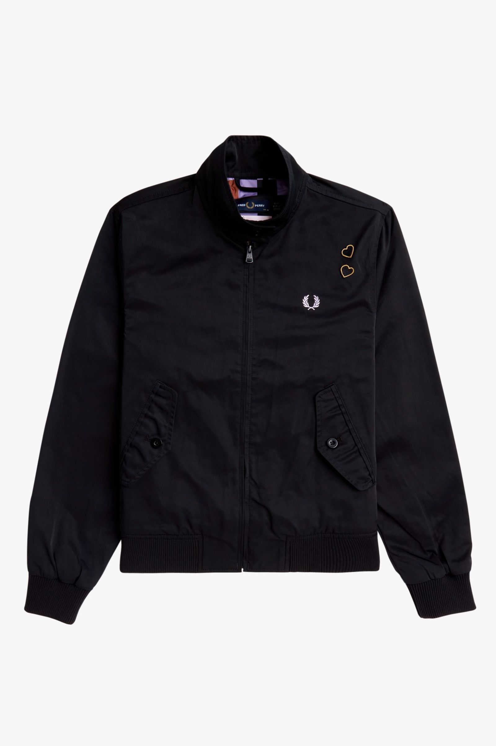 Fred Perry Zip through Satin Jacket in Black