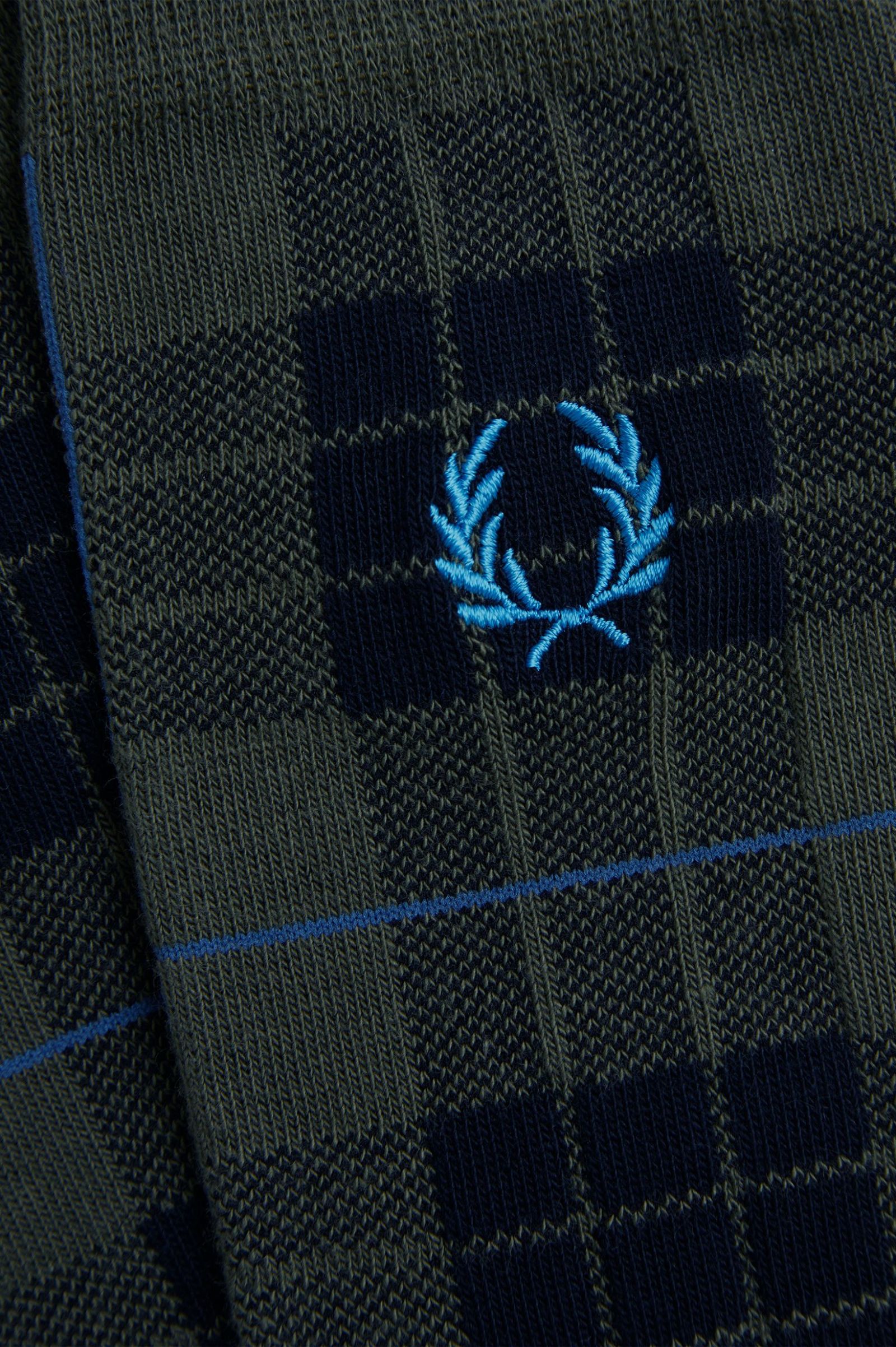 Fred Perry Tartan Sock in Night Green