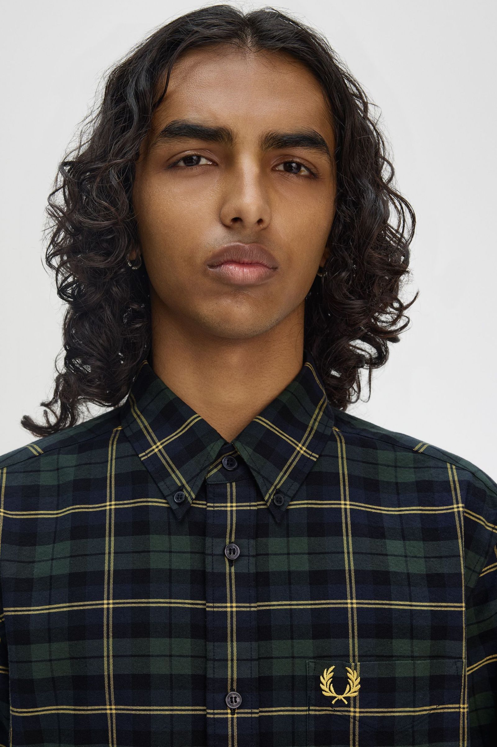 Fred Perry Oxford Tartan Shirt in Navy 