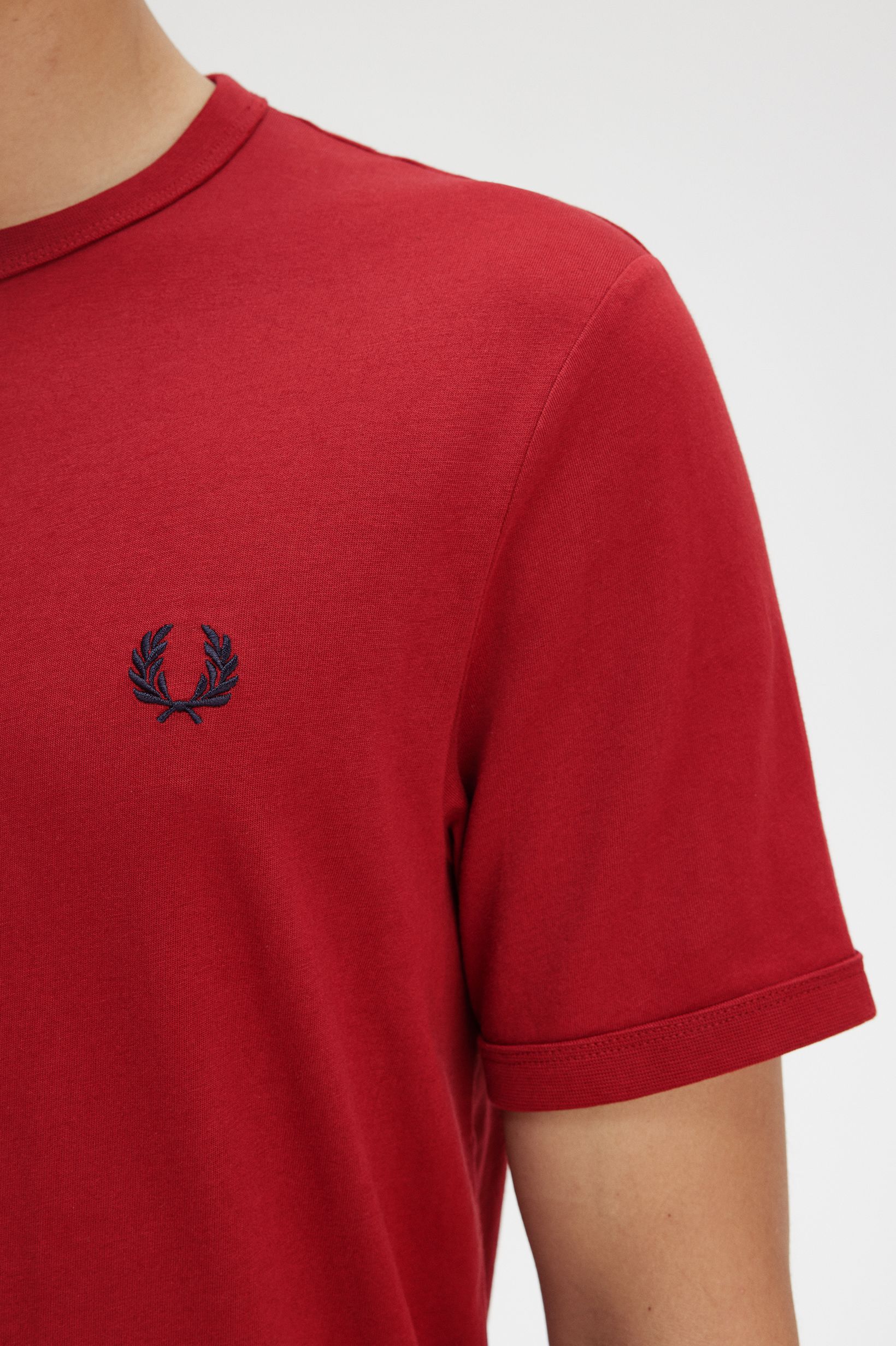 Fred Perry Ringer T-Shirt in Burnt Red 