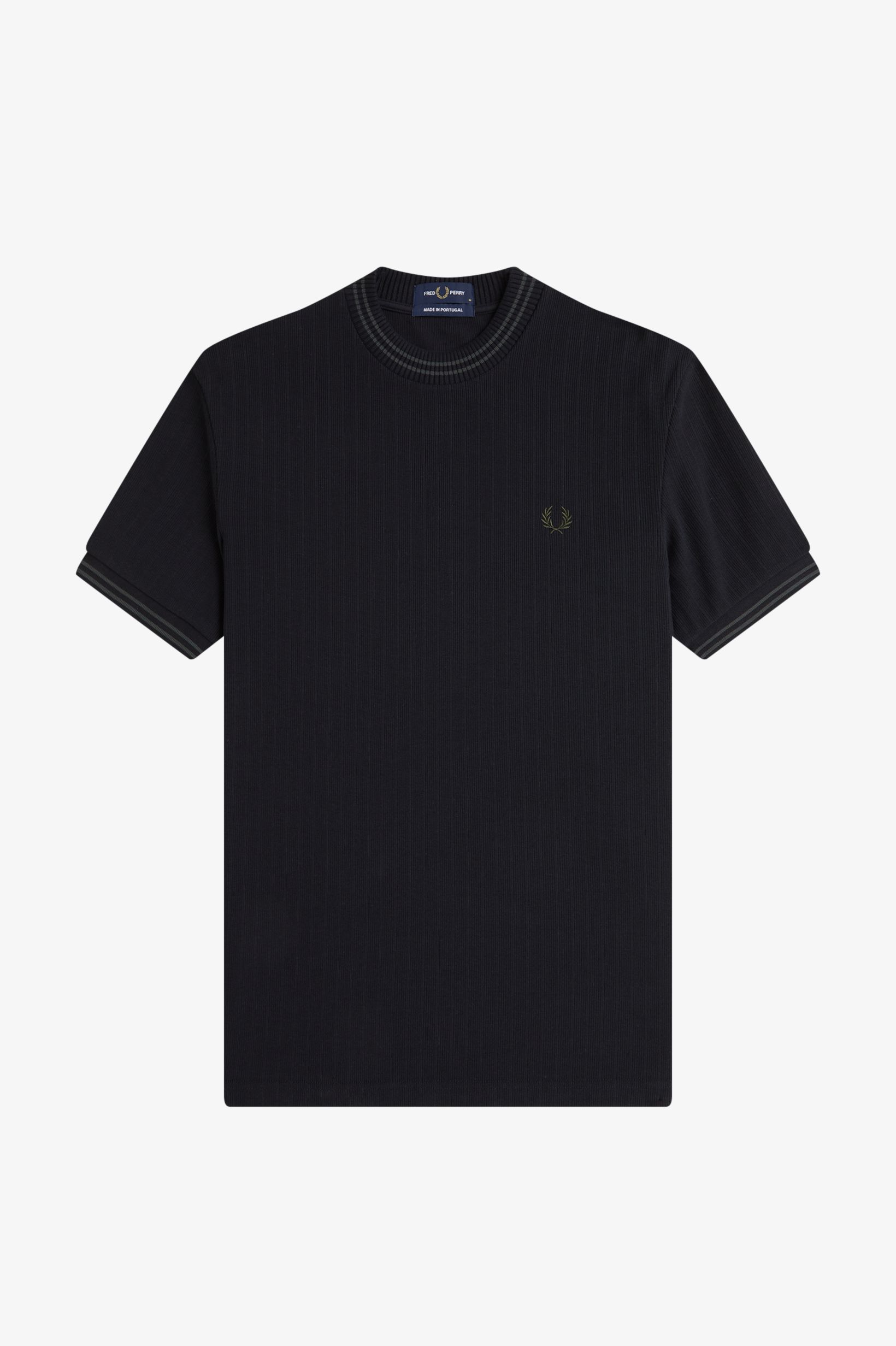 Fred Perry Made in England Ribbed Jersey T-Shirt in Black 