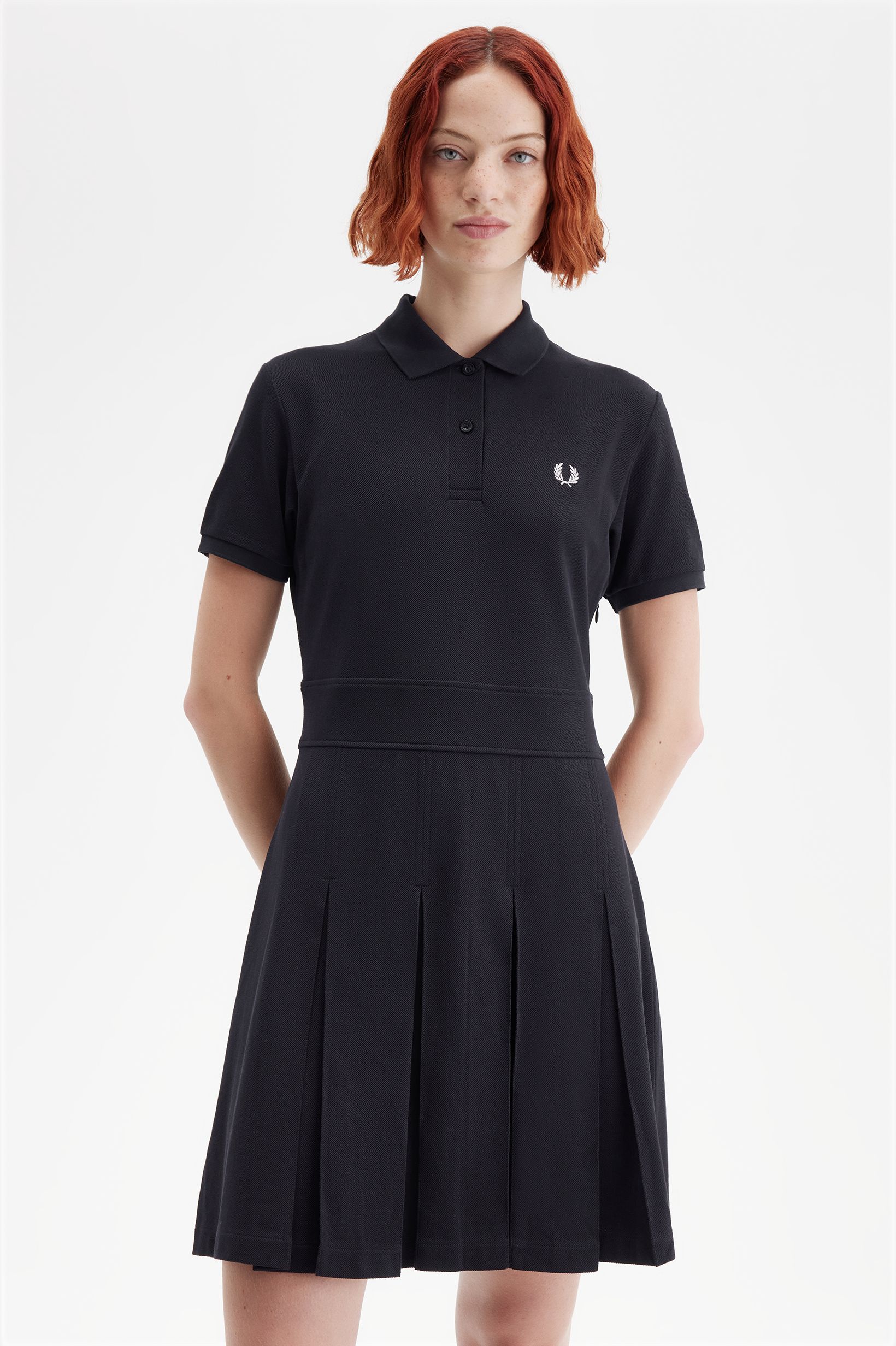 Fred Perry Pleated Tennis Dress in Black