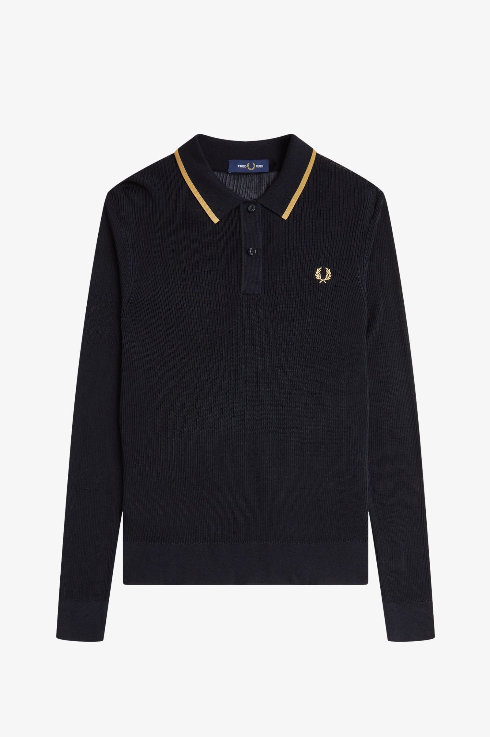 Fred Perry Ribbed Knitted Shirt in Black