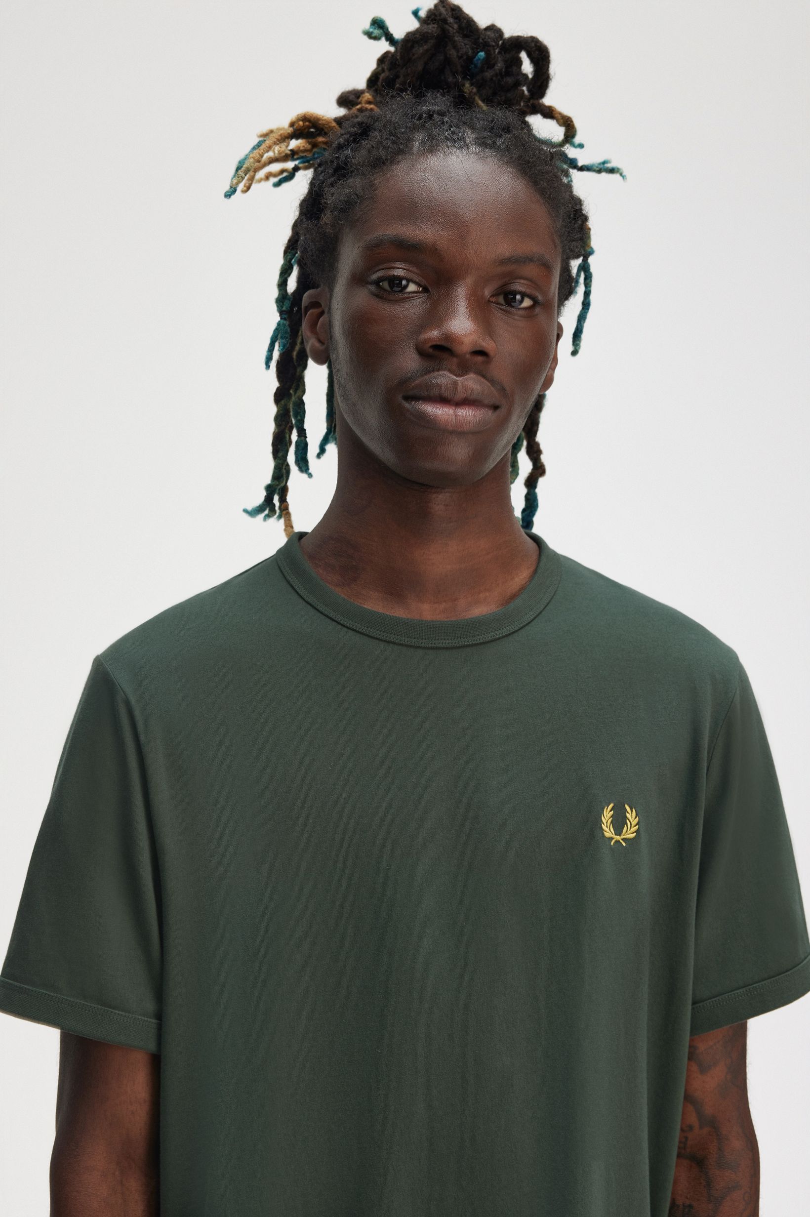 Fred Perry Ringer T-Shirt in Court Green 