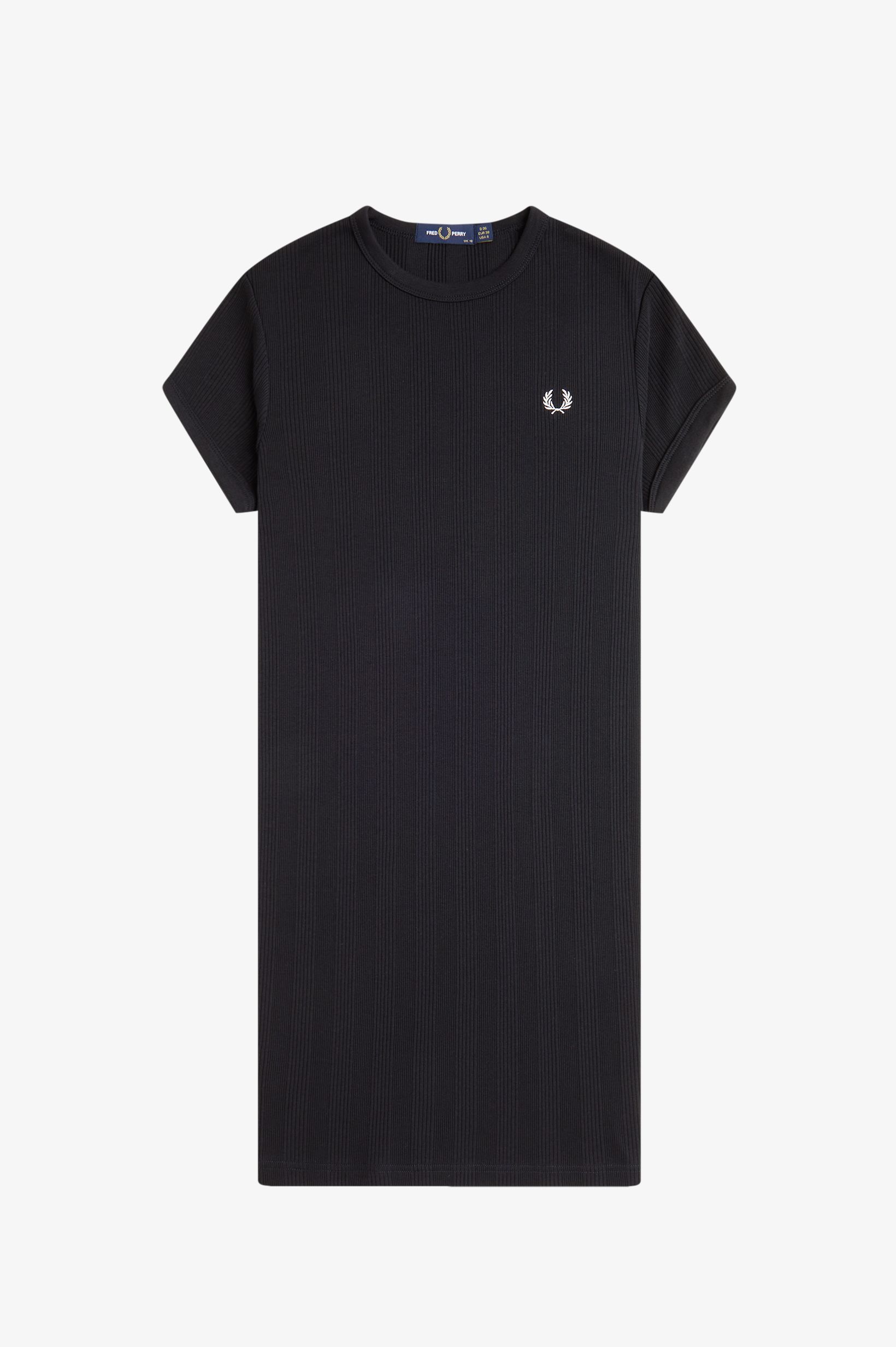 Fred Perry Ribbed T-Shirt Dress in Black